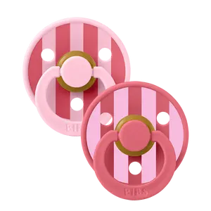 STUDIO Colour Pacifier Dummy 2 Pack Block Stripes - Baby Pink Coral mix