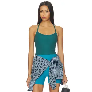 Beyond Yoga Spacedye Slim Racerback Cropped Tank Top in Tempest Teal Heather