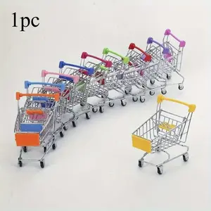 1PC Waterproof Mini Wheel Shopping Cart for Office/ Home: Versatile & Creative Desktop Organizer, Square Novelty Decor