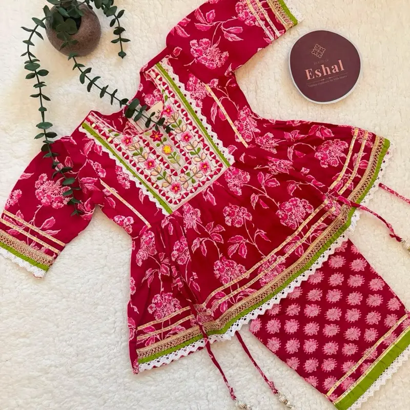 Girls 2pc Cotton Set with Palazzo Pants