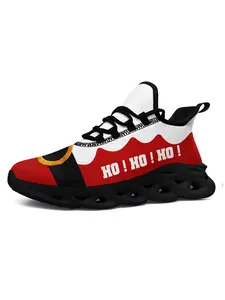 Men's Christmas Santa Print Casual Sneakers, Trendy Sneakers, Plus Size Lace Up Sports Trainers for Party Festival, Lightweight Breathable Sporty for Casual Outings, Fashion Street Style Party Gift