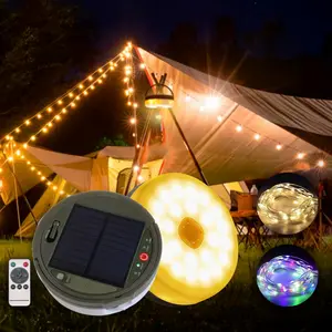 Solar Powered Outdoor String Lights 32.8ft 8 Modes Waterproof Camping Lights with Remote & USB Charging Portable Hiking Tent Lights for Backyard Patio Garden Emergency 2026 Upgraded Solar Portable Charger - Lighting