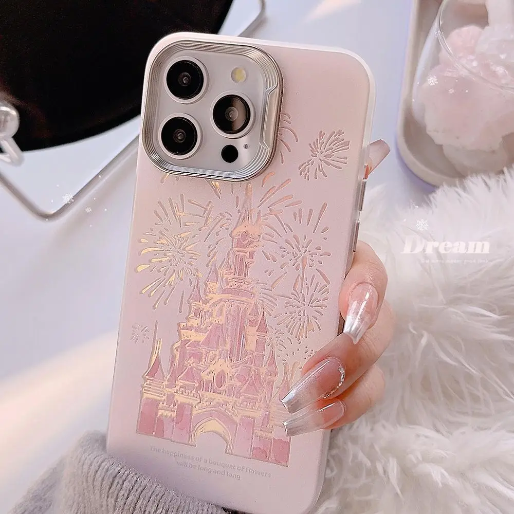 Gradient Castle Pattern Phone Case, Cute Decorative Phone Protector Cover, Phone Accessories Compatible with iPhone Series for Girl Gift & Daily Use