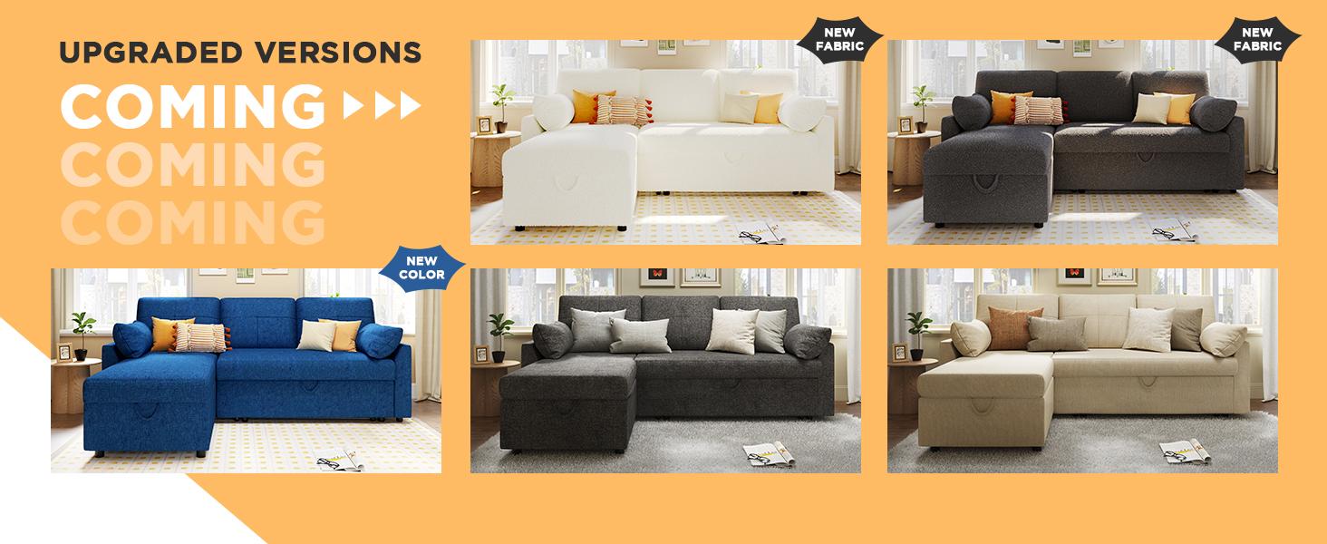 [Ships in 2 Boxes] AMERLIFE L-Shaped Sectional Storage Sofa with Chaise, Reversible Sleeper Sofa Bed, 2-in-1 Pull Out Couch  Living Room Furniture/Best Gift Ideas/Christmas Gifts