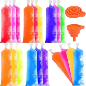 160 Ice Lolly Bags Disposable Ice Popsicle Mold Bags, Freezer Tubes Ice Cream Mold Bags Easy to Fill for Snacks Yogurt Juice Fruit Ice Candy Pops Comes with Funnel (2 x 12 Inch)
