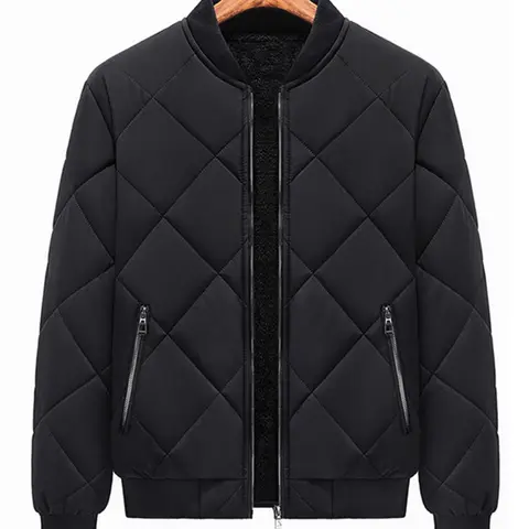 Men's Thermal Lined Zip Up Puffer Padded Jacket, Casual Warm Long Sleeve Mock Neck Coat for Fall & Winter, Thicker Outerwear, Casual Zipper Outerwear, Casual Outerwears, Going Out Tops, Quilted Outerwear Jacket, Casual Jackets, Cold Weather Gear