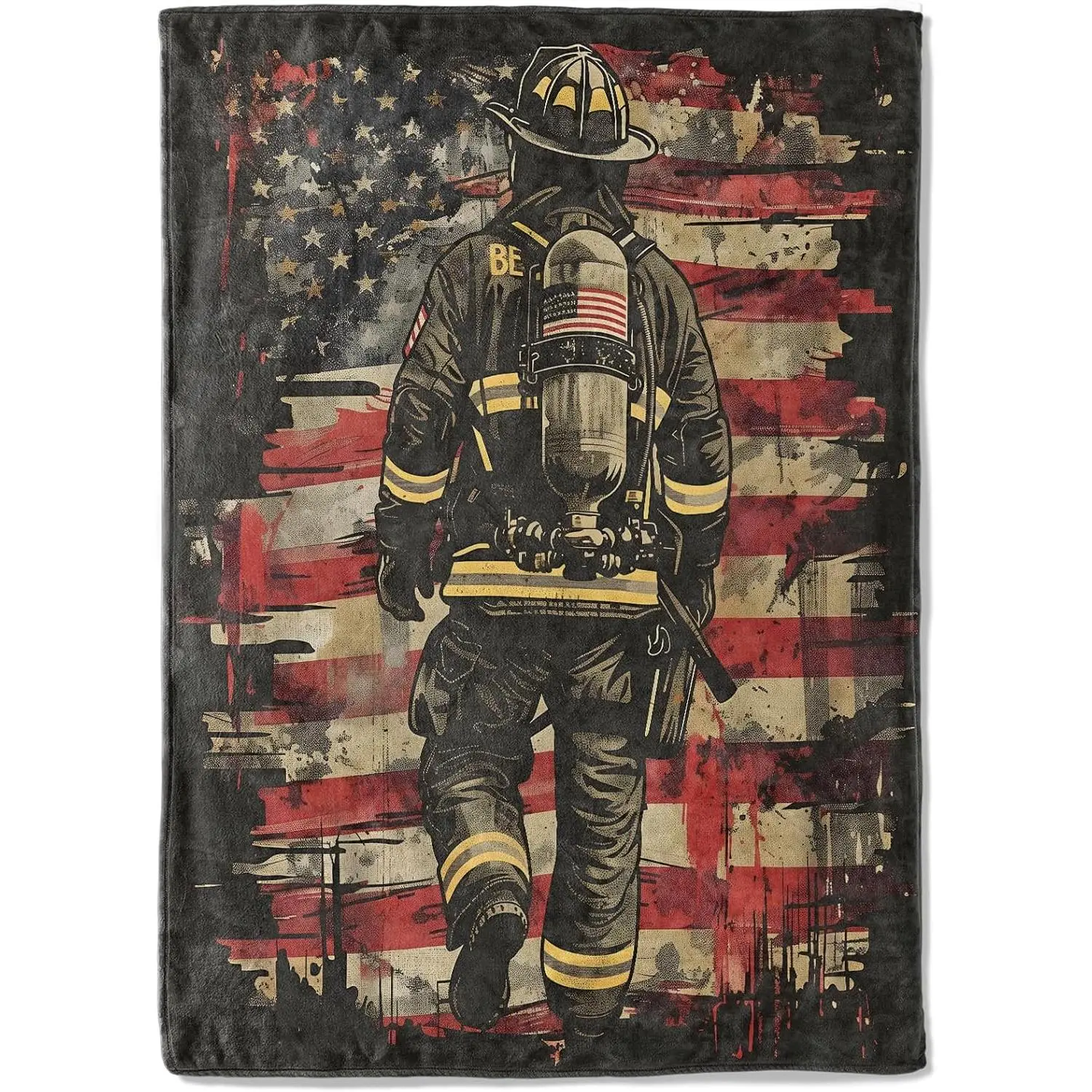 American Flag Firefighter Traditional Fleece Blanket - Multi-Size, Soft, Cozy, Lightweight, Wrinkle Resistant, 50*60in (Medium for Teens), 60*80in (Large for Adults), Ideal for Living Room Patriotic Decor, Independence Day Gifts for Men