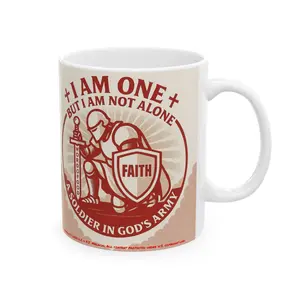 I Am One - Soldier in God’s Army (Red & White) Ceramic Coffee Mug