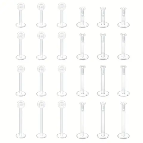 Transparent Nose Studs, 24pcs Lip Studs for Women & Men, Nose Piercings, Piercing Jewelry for Daily Use, Fashion Jewelry for Party, Exquisite Jewelry for Gift