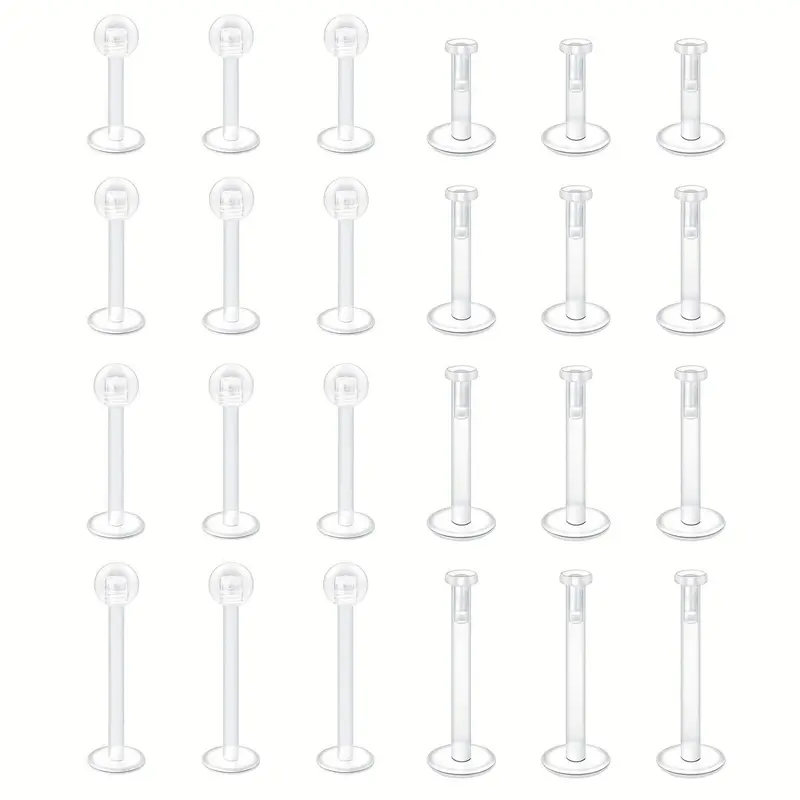 Transparent Nose Studs, 24pcs Lip Studs for Women & Men, Nose Piercings, Piercing Jewelry for Daily Use, Fashion Jewelry for Party, Exquisite Jewelry for Gift