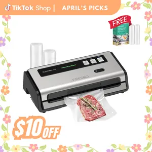 FRESKO AutoMax V6 Automatic Vacuum Sealer Machine, Double Heat Seal Food Saver with Built-in Cutter & Bag Storage, Includes Bags & Rolls