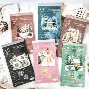 Winter Snow House Pattern Sticker Book, 18 Sheets/book Scrapbooking & Journal Making Crafts Material Paper, DIY Decorative Sticker for Stationery & Computer & Water Bottle