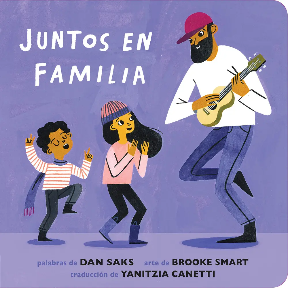 Used Board Book - Juntos En Familia by Dan Saks, Spanish Illustrated Literature Book for Young Kids, Family Love Themed Reading Material with Cover Art, Dancing & Lying Still Scenarios
