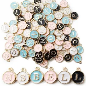 104 Pieces Letter Charms for Jewelry Making - Alphabet Charms for Bracelet, Necklace & DIY Projects (Black, White, Pink, Blue)