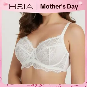 HSIA Sunflower Floral Lace Unlined Unpadded Plus Size Underwire Full Coverage Minimizer Bra dealsforyoudays