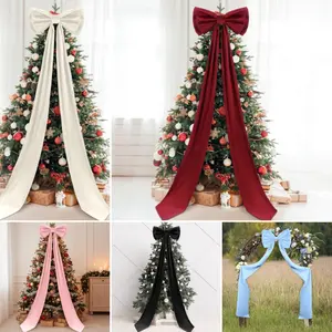 Large bow decoration (velvet/embroidered look) Large bow Interior wall background decoration 75x18 inches ribbon bow Ribbon suitable for weddings, Christmas, autumn, birthday parties, baby christening items Christmas Ornaments Home Decor Ornaments