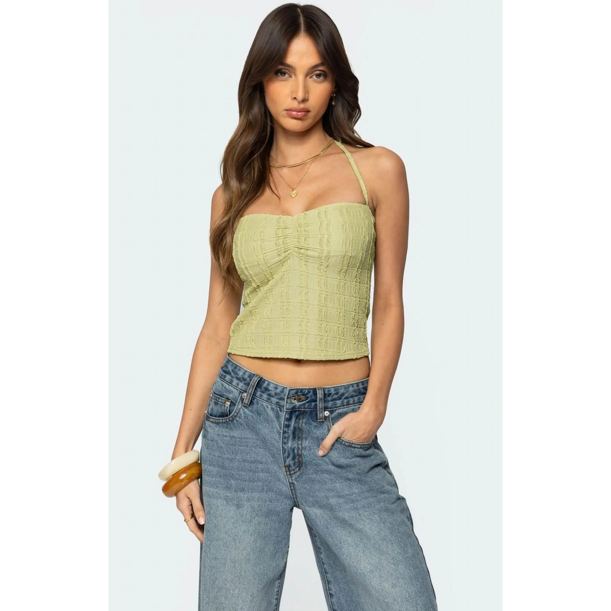 Edikted Women's Galya Textured Halter Top