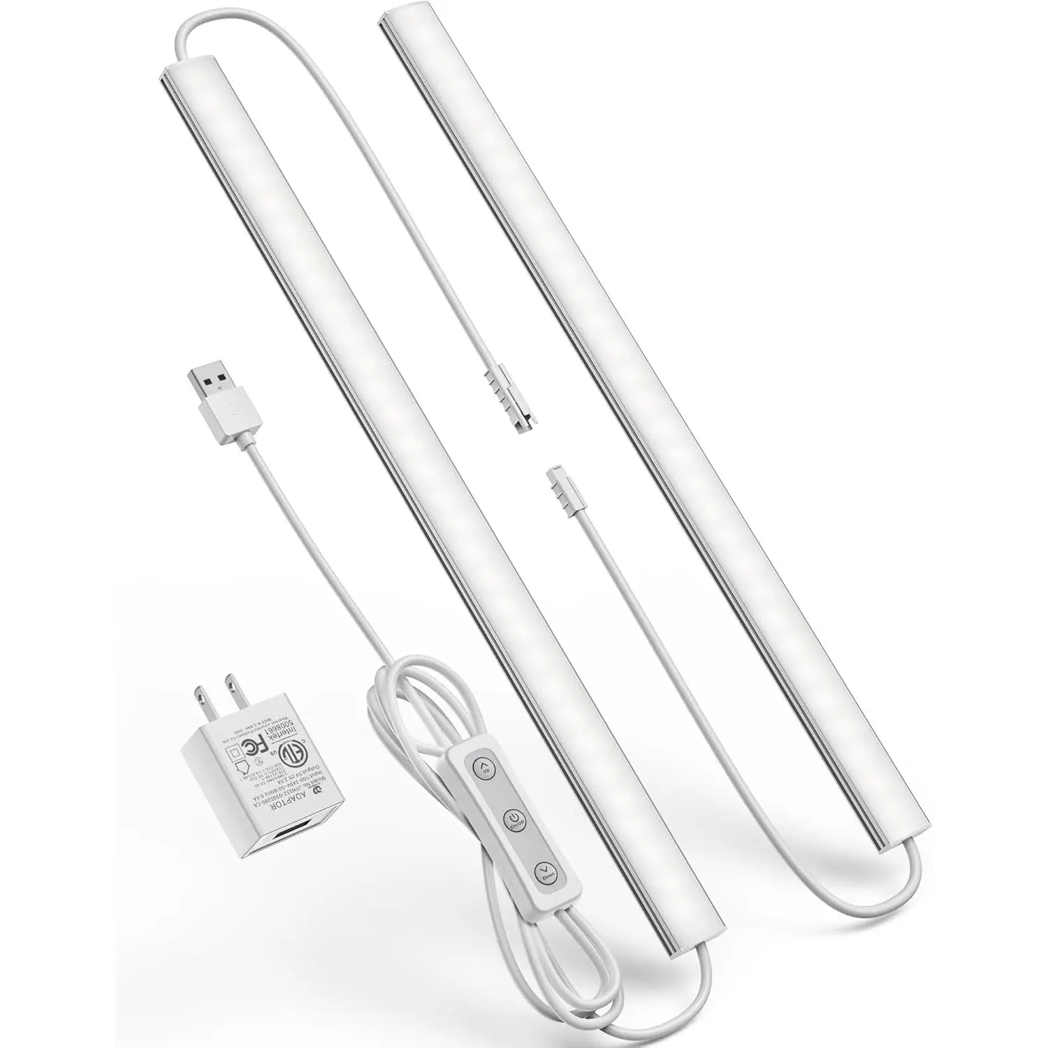 Under Cabinet Lighting Plug-in, Dimmable Under Counter Lights for Kitchen, 3pcs 12 Inch, Cold White 6000K Linkable USB Led Light Strip, Wired Led Light Bar for Desk,Sink,Workbench