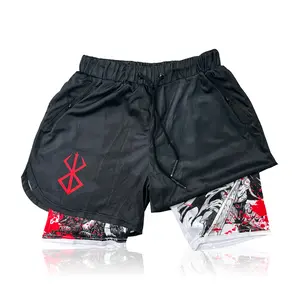 Anime Compression Shorts (White Berserker) Menswear Polyester Soft Breathable Elastic Pocket Stretchable