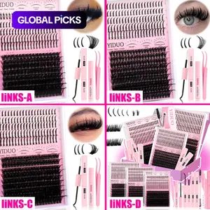 Individual False Eyelashes Kit, 60D/80D/100D Mixed-Length Eyelash Extensions, Self-Grafting Curly Eyelashes for Eye Makeup Enhancement, Cosmetic Eyelash Set #GLOBAL PICKS