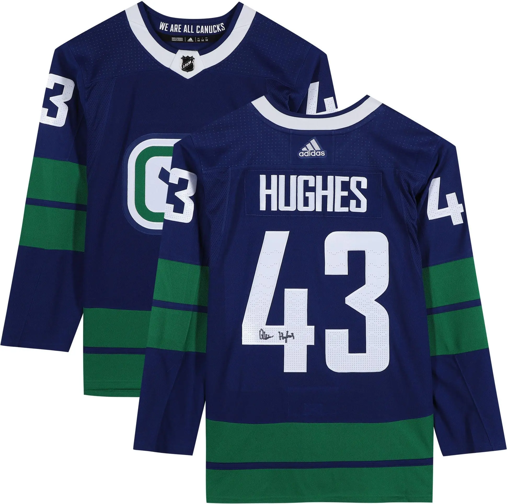 Quinn Hughes Vancouver Canucks Autographed Blue Alternate Adidas Authentic Jersey - Fanatics Authentic Certified