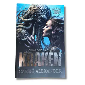 Guarded by the Kraken Silver Foil, Blue Pages, Sprayed Edge Books, Monster Romance, Monster Security Agency Series Romance Books, Kraken Romance Paperback Novel