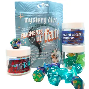 Fragments of Fate: Mystery Dice Bottle Set, 7 RPG DnD Dice Set of 7 Polyhedral with Plastic Bottle and Special Label, for Tabletop Role Playing Games Like Dungeons and Dragons