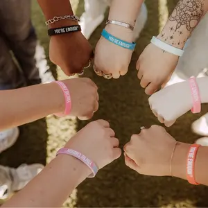 YE Bracelets 10-Piece - Assorted Colors with "You're Enough" Text, Ideal for Self-Comfort and Self-Expression