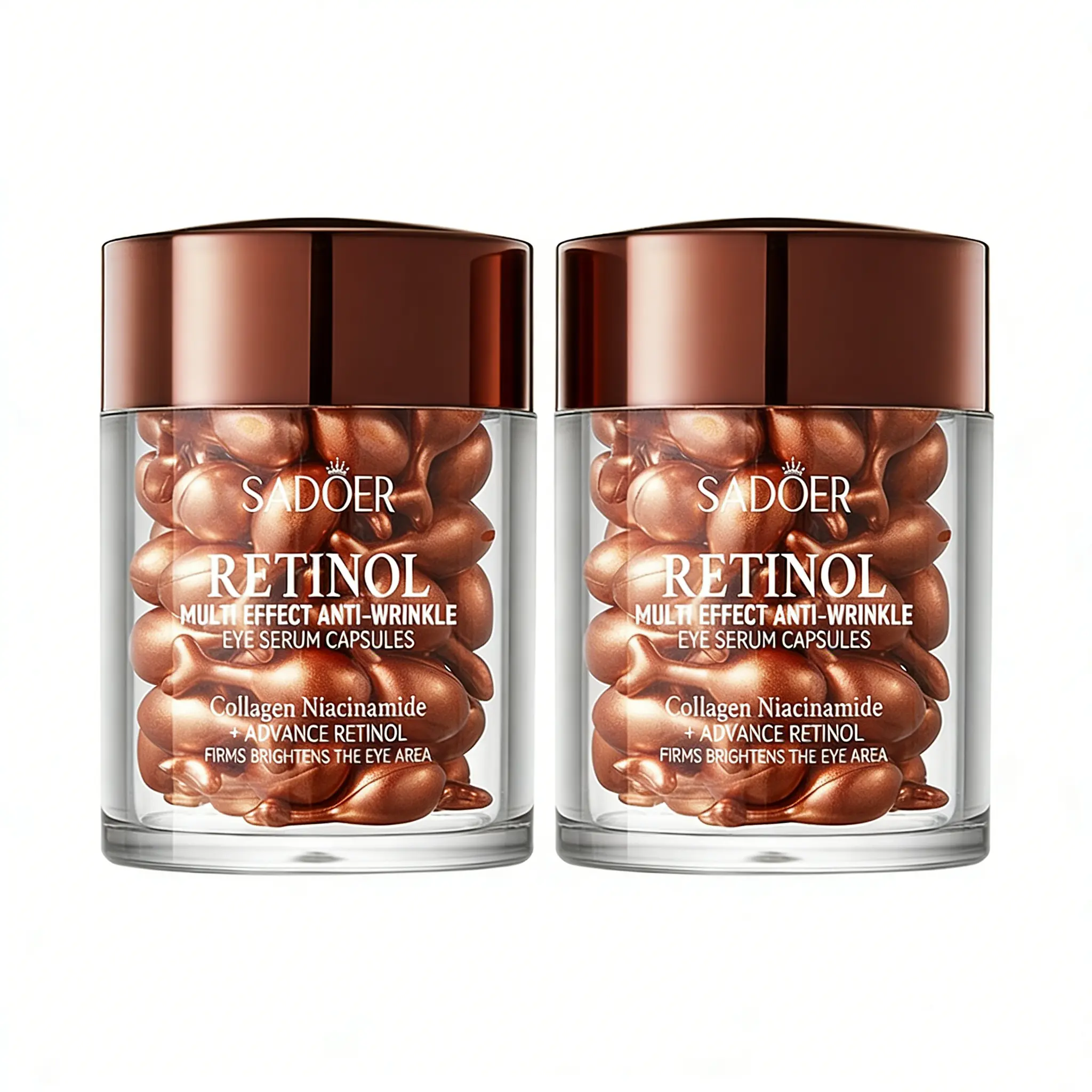 45Pcs Retinol Eye Serum Capsules, Sadoer Retinol Eye Cream Capsules - Moisturizing Eye Cream for All Light Beige Types, Hypoallergenic Collagen Eye Care with Retinol & Glycerin Capsules