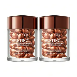 45Pcs Retinol Eye Serum Capsules, Sadoer Retinol Eye Cream Capsules - Moisturizing Eye Cream for All Light Beige Types, Hypoallergenic Collagen Eye Care with Retinol & Glycerin Capsules