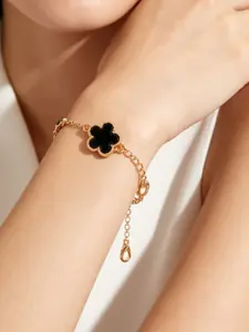 Fashion Classic Five-Leaf Flower Alloy Chain Bracelet for Men and Women, Stylish Jewelry Accessory, Unisex Design, Perfect Gift Idea