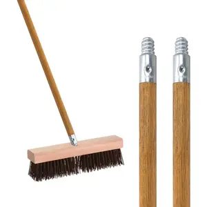 Commercial products 54inch replacement wood broom handle with threaded metal tip and lacquered for floor cleaning sweeping in home and office pack of 2