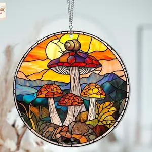 Mushroom Suncatcher, Mushroom Acrylic window hangings for garden, House Decoration, Mushroom Lover Gift, Housewarming Gift Paint Signs