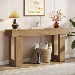 63-Inch Long Console Table, Wooden Rectangular Sofa Table Behind The Couch, Farmhouse Entryway Table for Entrance, Hallway, Living Room