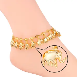 U7 Elephant Charm Chain Anklet Women Girls Barefoot Jewelry