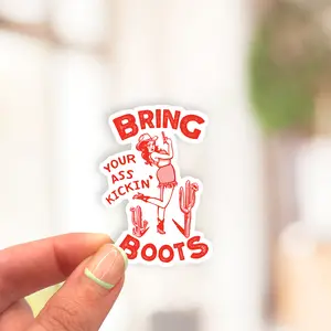 Bring Boots Your Ass Kickin' Sticker, Retro Cowgirl Sticker, Western Sticker, Country Sticker, Laptop Sticker, Water bottles