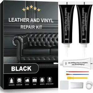 Black Leather Repair Kit, Vinyl Repair kit for  Interiors, Furniture, Couches,  Seat, Sofa, Jacket and Purse, Restores Faux, Artificial, Genuine Pleather