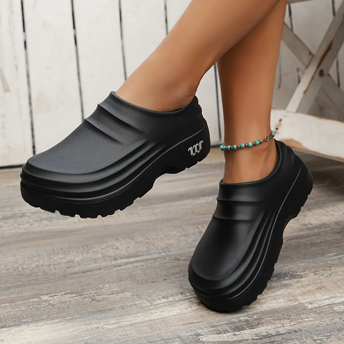 Women's Eva Solid Chef Shoes, Comfortable and Non-Slip Work Shoes, Waterproof and Comfortable Toeless Shoes