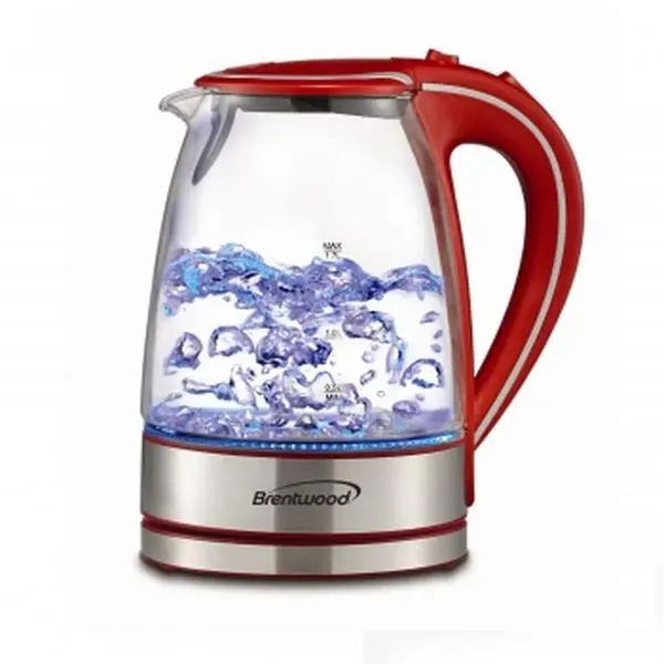 212 MAIN Tempered Glass Tea Kettle - 1.7L, Boil-Dry Safe, Red Kettle for Camping & Hiking Camp Kitchen