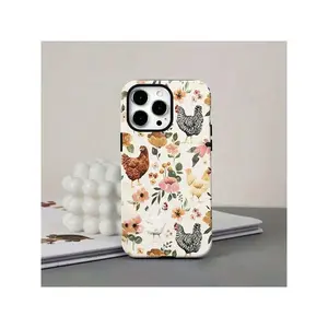 Farmhouse Chicken Mobile Phone Case, Designed With Floral Patterns And Adorable Hen Illustrations, Suitable For  17,  16,  16 ProMax,  15,  15 ProMax,  14,  13,  12 And  11 Pro Models, Made Of TPU Material, And Provides Shockproof. Suitable For  17 Air