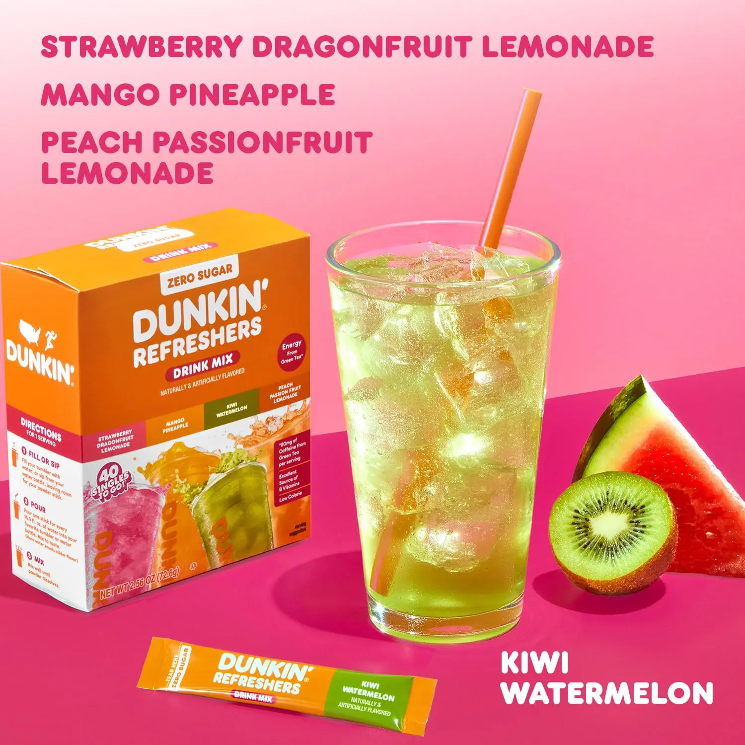 Dunkin’ Refreshers Singles To Go Drink Mix Variety Pack – 40 Powder ...