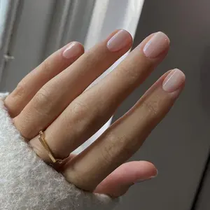 48 Pcs Square Press on Nails Short Length, Press on Nude Fake Nails Acrylic, Solid Color Small Nude Nails Set, Neutral Gel Glue on Nails Short, Stick on Nails For Women Finger Decoration