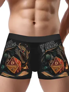 Medieval Dragon Design Dice Print Underwear
