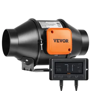 【Spotlight Day】VEVOR Inline Duct Fan, 4-Inch 205 CFM Quiet EC-motor Ventilation Exhaust Fan, with Temperature Humidity Controller for Cooling Booster, Grow Tents, Hydroponics