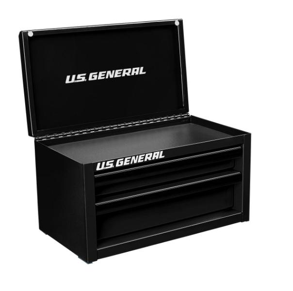 U.S. GENERAL Mini Steel Toolbox, Black, 10 lb. Total Capacity, Durable Ball Bearing Drawer Slides, Magnetic Drawer Locking, 6 in. x 6 in. x 11 in.