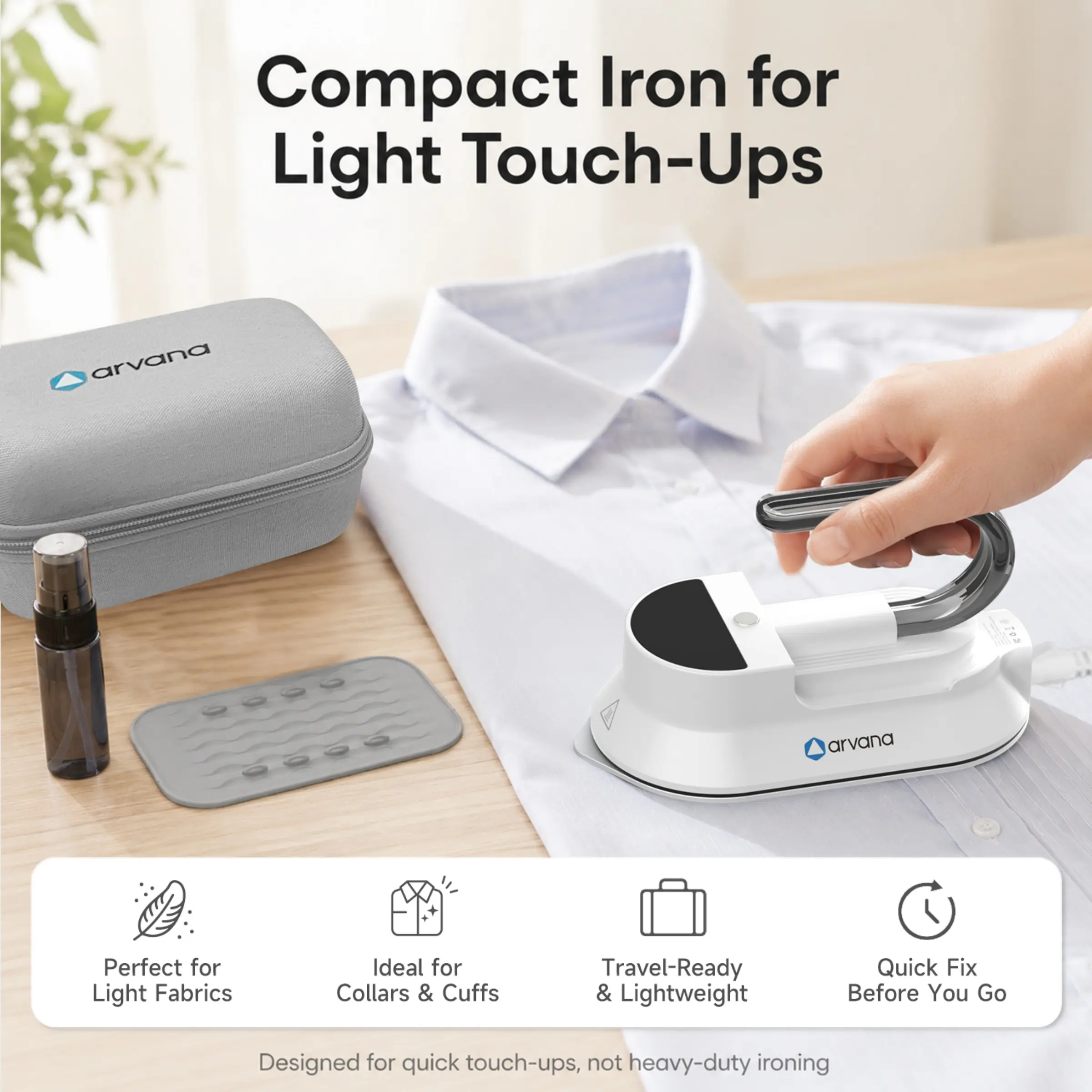 Mini Travel Iron with Digital Display, Portable Iron for Clothes, Dual Voltage 100-240V, Non-Stick Soleplate, Travel Iron with EVA Case and Spray Bottle