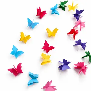 6 Butterfly Hanging Decorations, 3D Paper Flag Banner Party Garland, Wedding Birthday Home Ceiling Outdoor Garden Decoration
