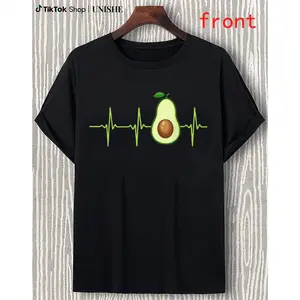 Unisex Avocado Heartbeat Tee – 100% Cotton Vegan Gift Shirt for Men and Women