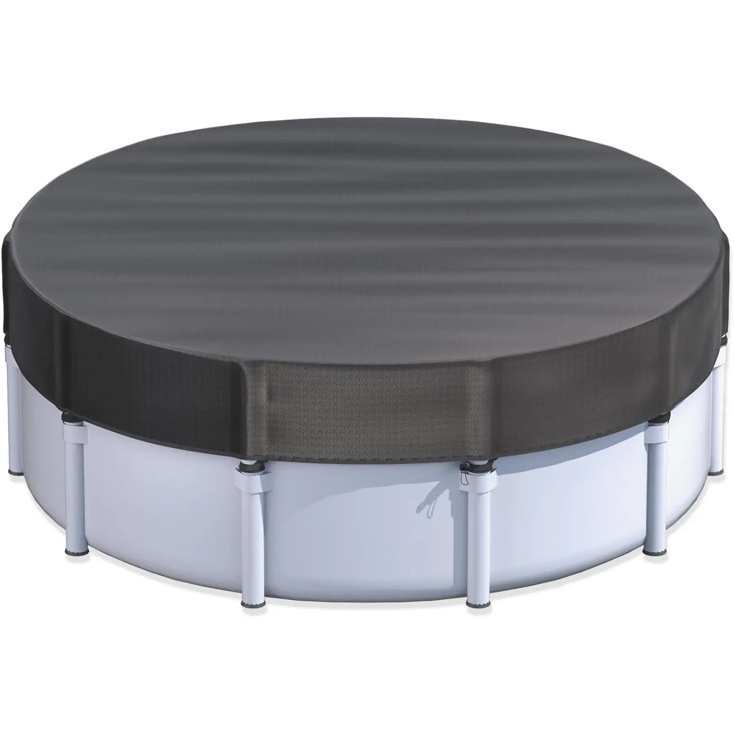 12 ft Round Pool Cover for Metal Frame Above Ground Pools, Winter Pool Cover - Upgraded Windproof Design Compatible with Intex/Bestway Frame Above Ground Outdoor Swimming Pool (Black)