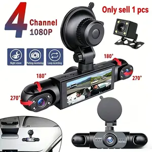 Four-Channel Dash Cam, 1080P Dvr with 64GB SD Card, Full HD 3.16-Inch Screen, Night Vision, Parking Mode, WiFi Car Video Monitor, Car Dashcam